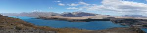 Aerial view of Lake Tekapo from Mount John Summit